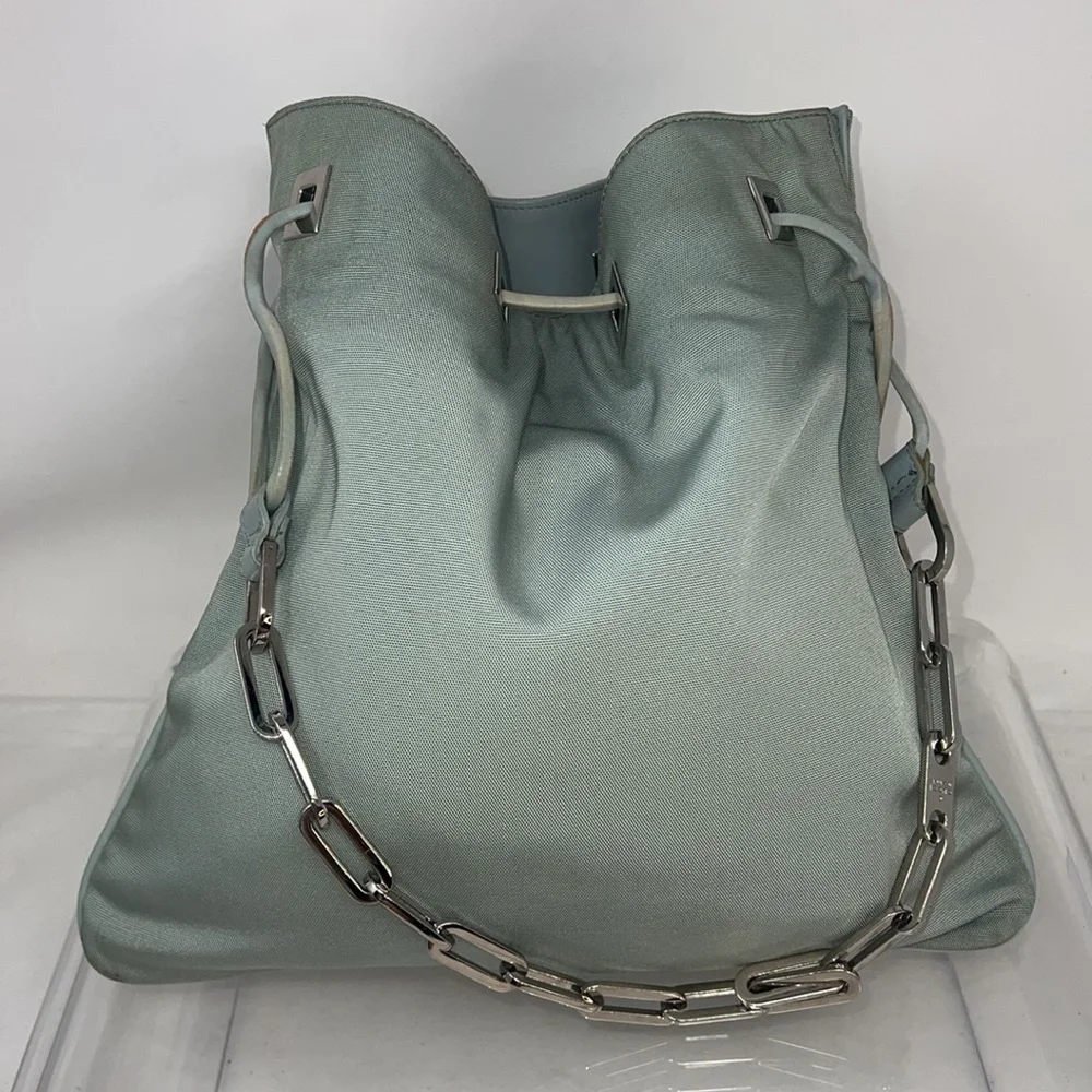 Gucci Ballistic Nylon & Leather Seafoam Drawstring Shoulder Bag